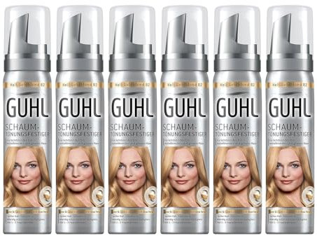 6x Guhl Schaum-Tönungsfestiger 82 Hell-Goldblond mit Aloe Vera - schenkt sanften Halt - für lichtblondes bis mittelblondes und graues Haar 75ml (6er Pack)