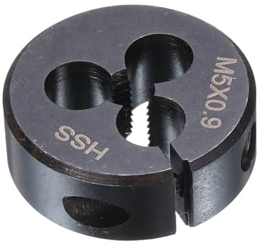 sourcing map Runde Schneideisen M5 x 0,9, metrisches Gewinde, 25 mm Außendurchmesser, verstellbar, rechts, Hochgeschwindigkeitsstahl (HSS), runde Schneideisen für Gewindereparatur