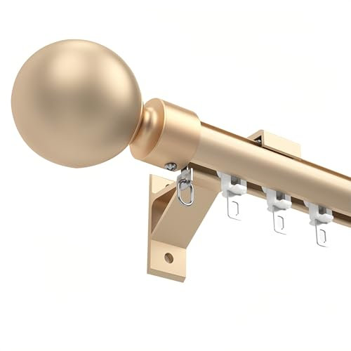 CMJYMX Dekorative Vorhangstange Für Fenster, Wandmontage Gardinenstange Set, Robuste Gardinenstangen Aus Aluminium, Vorhangschienensystem Für Wohnmobil, Dusche, Büro, Räume(Gold,7.5FT/230CM)