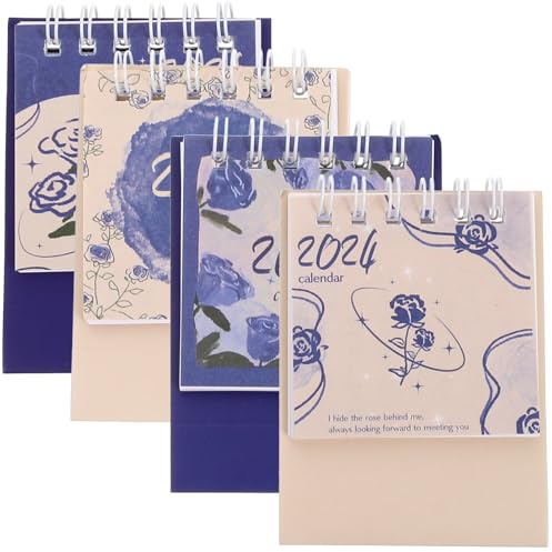 Lurrose 4piezas Paquete Calendarios De Sobremesa Decorativos Papel Delicado Diseño De Escritorio Para Oficina y Hogar Elegante y Práctico