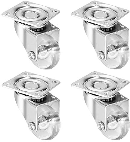 LFONDIGE 5-Zoll-Leise-Schwenkräder (4er-Set), transparente Trolley-Möbel, 360° drehbar, Polyurethan-Ersatzräder mit Bremsen, Einzellast 20 kg/4 Drehgelenke ohne Bremsen
