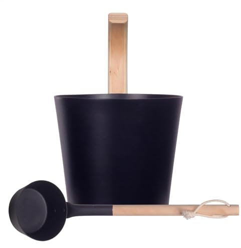 Secchio sauna in alluminio con mestolo e clessidra - secchio sauna in metallo - secchiello per infusione set 3 pezzi. Secchio per sauna - Secchio leggero con manico in babù - Secchio in alluminio per