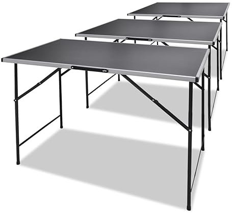 Cinyiqo 140735 Pasting Tables 3 pcs Foldable Heavy Duty Folding Table for Catering Camping Table Trestle for BBQ Picnic Party