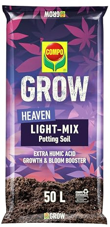 COMPO Grow Heaven Light-Mix Erde 50 L, Kultursubstrat für Aussaat & Anzucht | Mit Growth & Bloom Booster auf Basis aktiver Huminsäuren, lockere Struktur, hohe Wasserhaltekapazität