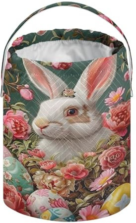 Bunte Osterkörbe mit Kaninchen, Osterkörbe, Garntasche, Kordelzug, Stricktasche, Garnaufbewahrungstasche, Häkeltasche, Organizer für Häkelprojekte, zum Aufbewahren von Knäueln, Nadeln, Zubehör