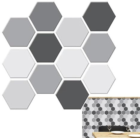 Zuasdvnk Sechseckige Fliesenaufkleber – 10 Bögen, 3D-Wandfliesen zum Abziehen und Aufkleben, Wandfliesen für Küche, Badezimmer, Kamin, Dekoration, 30 x 29 cm