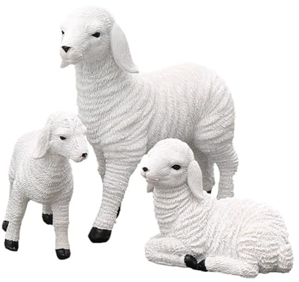 Deko Wohnzimmer Harz Figur Lamm Dekoration Garten Lamm Baby Schaf (C)
