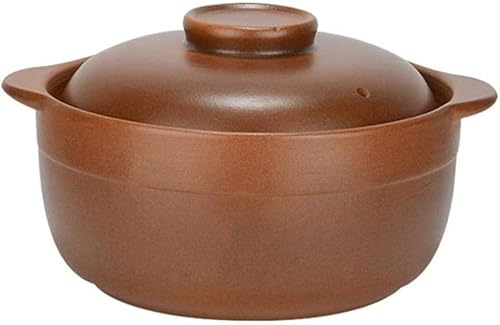Pentola in ceramica, casseruola in terracotta con coperchio, pentola versatile per cottura a fuoco aperto, brasatura e cottura