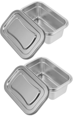 IMIKEYA 2 Piezas Caja De Helado De Acero Inoxidable Contenedores Para Helado Organizador De Nevera Reutilizables Apilables Para Almacenar El Refrigerador