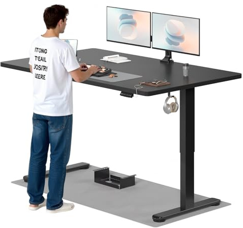 TRIUMPHKEY Höhenverstellbarer Schreibtisch, 180x80cm, Elektrisch Stehschreibtisch mit Dualmotor, Touchscreen,USB-A & Kabelmanagement,25mm Einteilige Tischplatte,ergonomischer Bürotisch, Schwarz