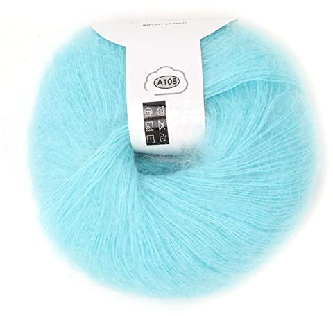 Keenso Mohair Stickad Mjuk Angora Långt Ullgarn för Väv (07 Vattenblå)