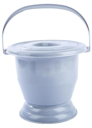 KiBcsLic Urinario de cabecera con escupidera y tapa, cubo con inodoro, orinal, bacinilla portátil para mujeres, hombres y dormitorios, Gris