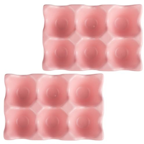 Boîte de Conservation des Œufs en Céramique 2Pcs, Rose, Ambiance Noël | Plateau pour Six Œufs, Fond Antidérapant, Design Moderne Élégant, Usage la Cuisine et Réfrigérateur