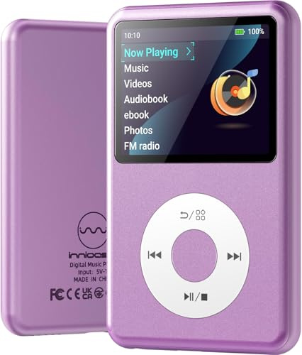 64Gb Mp3 Player with Bluetooth Y1 Portable Music Digital Players Supports Playlist Audiobook Video Nice Gadget for Kids Puple