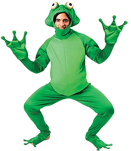 FeMereina Unisex Halloween Frog Costume Frog Onesie Jumpsuit with Webbed Hands and Boot Covers for Halloween Party