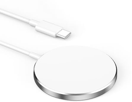 Wireless Charger，for iPhone 15W Fast Charger, Type C Fast Magnetic Charger, Magnetic to USB-C Charging Cable (1m) Portable Charging Pad for iPhone 15/16/17/14/13/12/Pro/Pro Max/Plus/mini (White)