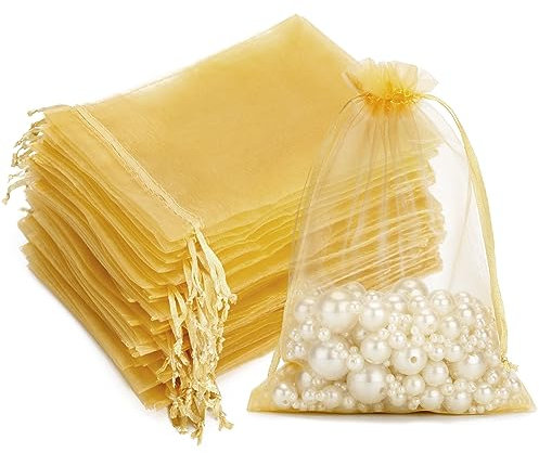 G2PLUS 100 Sacchetti Oro 10x15CM per Matrimonio e Caramelle