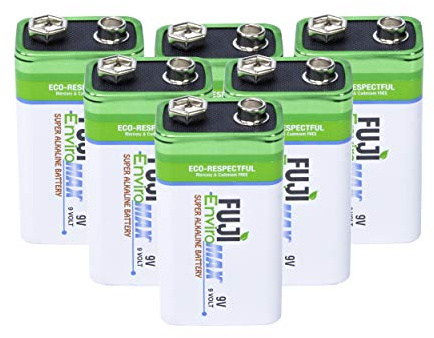 Fuji Enviromax Super Alkaline 9V Batteries - No Harmful PVC & Heavy Metals Used, Long Lasting, Powerful 9V Battery for Smoke Detectors & Alarms (Pack of 6)
