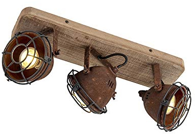 Qazqa Verstellbarer Deckenstrahler, Deckenspot - Gina - Rostbraun, Landhausstil, max. 25W, Geeignet für LED, 43cm, 3-flammig, Ideal als Flur, Küche lampe, Schlafzimmerlampe und Wohnzimmerlampe