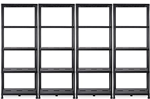 Ondis24 Regal, 4 x Lagerregal, 71 x 35 x 180 (H) cm, Steckregal, Kunststoffregal, 15 Zoll Schwerlastregal, bis zu 180 kg belastbar (4 Stück)