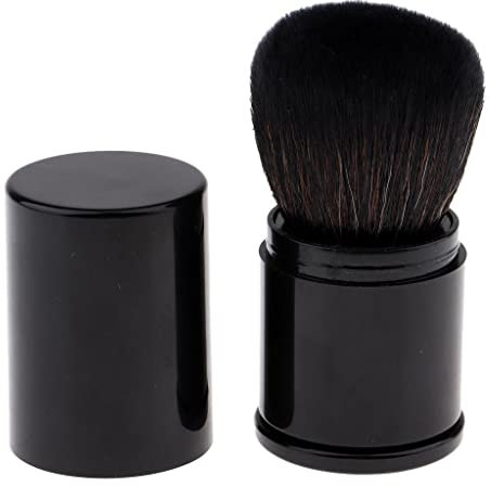 Professionnelle Maquillage Pinceau Blush Rétractable Brosse Poudre Libre pour Visage avec étui Portable de Voyage Sac À Main, Noir