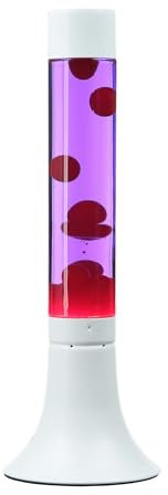 Lavalampe Aluminium Glas Weiß Lila Rot Partykeller 37,5 cm G9 inklusive Leuchtmittel Magma Stimmungslicht Retro Tischleuchte YVONNE