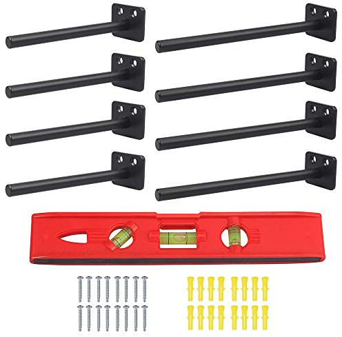 Regalträger, Tanice 8 Stück schwebende Regalhalterungen 15,2 cm 20,3 cm Blind-Regal unterstützt versteckte Halterungen für schwebende Holzregale mit Wasserwaage und Hardware