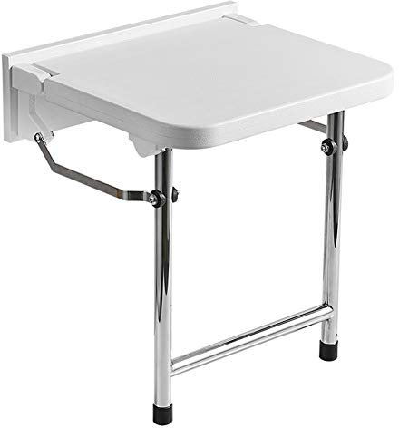 HYCH-Asiento De Ducha Abatible Fácil De Plegar Robusto Y Duradero Alta Resistencia Anti Choques, Taburete Auxiliar De Baño 2 Colores,Blanco,41cmx36.5cm