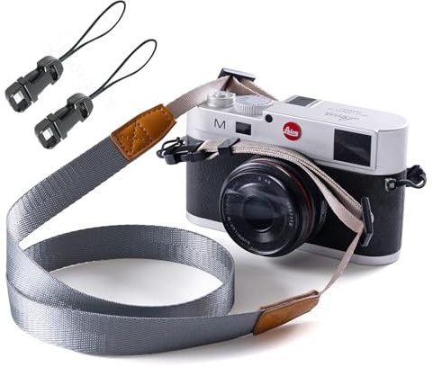 wieehtes Kameragurt Vintage Kamera Schultergurt HalsTragegurt mit Schnellverschluss-Schnallen für Kompakte Digitalkamera,Spiegellose Kamera,Kleine DSLR-Kamera.(Hellgrau)