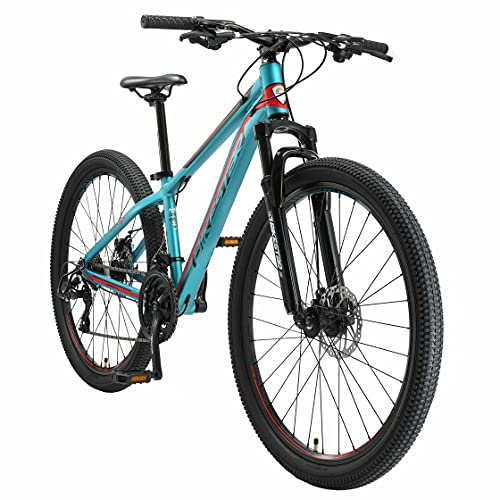 BIKESTAR Bicicleta de montaña Hardtail de Aluminio, 21 Marchas Shimano 27.5 Pulgadas | Mountainbike con Frenos de Disco Cuadro 14 MTB | Turquesa