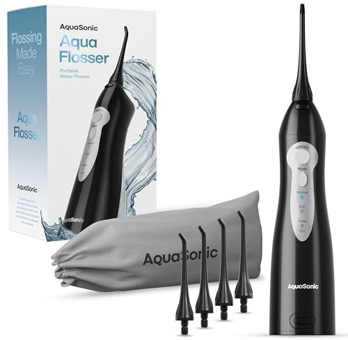 AquaSonic Aqua Flosser - Cordless Rechargeable Water Flosser for Teeth - Waterproof, Portable Oral Irrigator for Dental Cleaning with 5 Jet Tips – Braces Home Travel