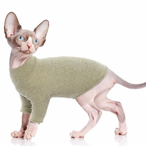 PUMYPOREITY Katttröja västkläder, mjuk varm overall katttröja valp kattungar vinterrock jacka kläder husdjur pyjamas kostym kläder husdjur outfit för Sphynx katt (grön, XL)
