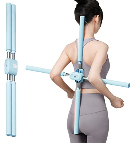 Bastone da Yoga,Correttore Posturale Per La Schiena,Barra da Pilates Portatile per Stretching e correzione della Postura per Esercizi di Fitness 2 pezzi