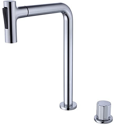 Wasserhahn Bad Ausziehbar Waschtischarmatur mit Herausziehbarer Brause Einhebelmischer Bad Bad Armaturen Waschbecken Chrom,Hoch