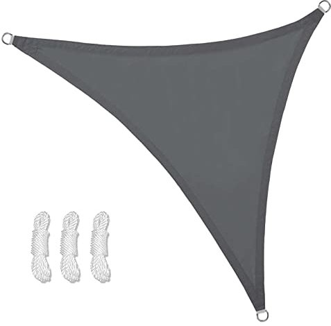 Sunal Triangle Sun Shade Sails 4×4×4m, Waterproof Shade Sail for Garden, 95% UV Blocking Outdoor Sun Shade Shade Canopy with Free Rope for Outdoor Garden Pergola Patio Party Backyard Lawn, Grey
