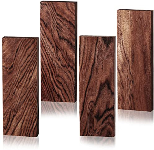 Riakrum 4 Pieces Ironwood Knife Handle Material Natural Wood Knife Handle Scales for DIY Crafts(5.12 x 1.77 x 0.51 Inch)