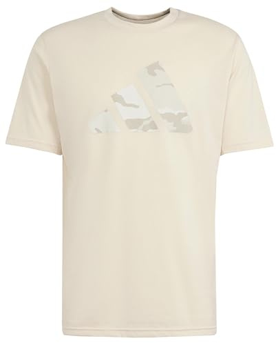 adidas Herren Train Essentials Seasonal Brand Love Camo Tee, crystal sand/black, L