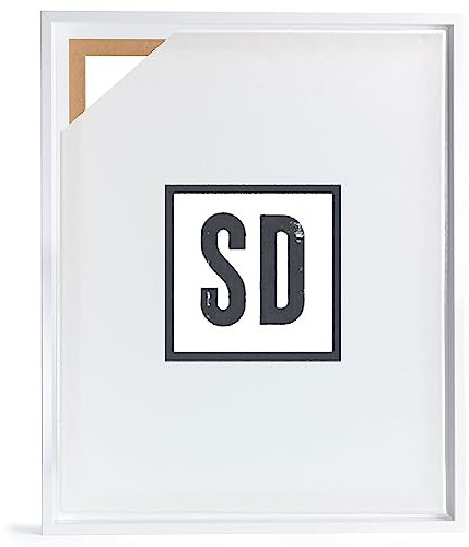 Stallmann Design Schattenfugenrahmen für Keilrahmen | 42x59,4 cm (DIN A2) | weiß glanz | MDF Rahmen für Leinwände mit Tiefeneffekt | mit Montagezubehör | Rahmen ohne Glas und Rückwand