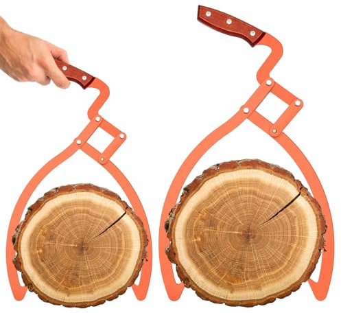 Blulu 2 pinzas para troncos de 19.7 pulgadas, 12.6 pulgadas, pinzas de deslizamiento de acero inoxidable, herramientas de leña naranja, manipulación, arrastre y transporte para mover árboles de madera