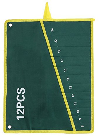 funda llaves fijas Bolsa Para Llaves, 1 Pieza, Lona Duradera, 6/8/10/12/14/25 Bolsillos, Llave Inglesa, Herramienta, Bolsa De Almacenamiento Enrollable, Llave Verde, Bolsa De Almacenamiento(12PCS)
