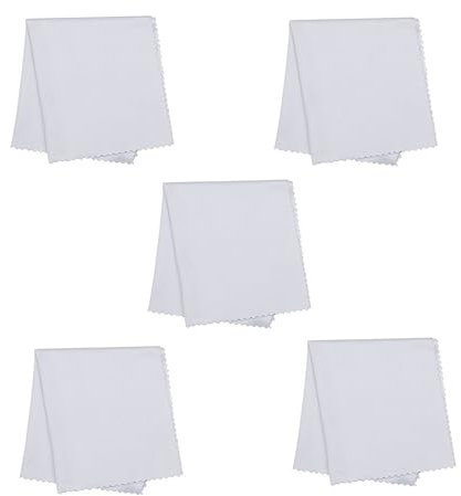 5 pieces White Microfiber Cleaning Cloth For Eyeglasses, LCD Screen, Digital Video Camera Lens, Laptop, HDTV, PC, Monitor Screen, Smartphones, Tablet, and More 5.5x5.5 inch (5 PCS)