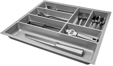 SO-BOX 3 Besteckkasten, Silbergrau, B=39,1 x T=47,3 cm, mit Kanvas-Struktur | Für 50er Nobilia-Schubladen ab August 2012 und weitere Küchen, Tiefe 47,3 cm.