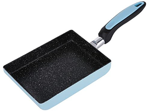 Bratpfanne, antihaftbeschichtet, rauchfrei, quadratische Pfanne, Frühstück, medizinische Steinbratpfanne, Induktionsherd, universell (Farbe: D, Größe: Hellgrau)