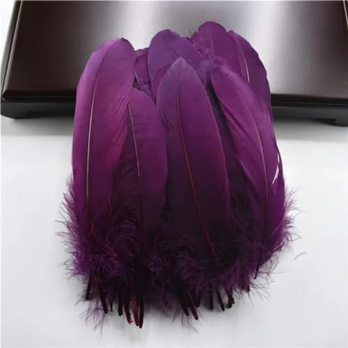 Conchiglia Rosa Piume d'oca naturali rigide per vestiti 5-7/12-18 cm Accessori per la decorazione della casa Piume per la creazione di gioielli-Fucsia-100 pezzi