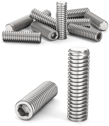 ORTAVA Lot de 10 vis sans tête M6 x 20 mm DIN 913 / ISO 4026 avec six pans creux (ISK) et embout conique, vis sans tête en acier inoxydable (argenté)