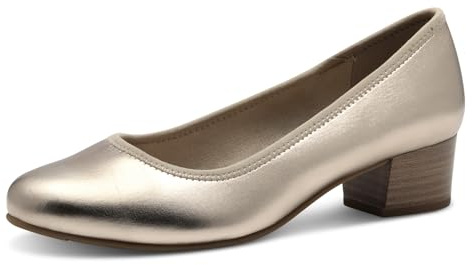 Jana Damen Pumps mit Blockabsatz Vegan, Metallisch (Champagner), 41 EU