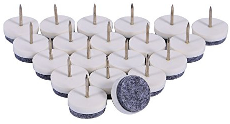 20 Pezzi Feltrini con Chiodini per Mobili Sedie, Ø 24mm per Protezione Pavimenti in Legno e Parquet (Bianco)