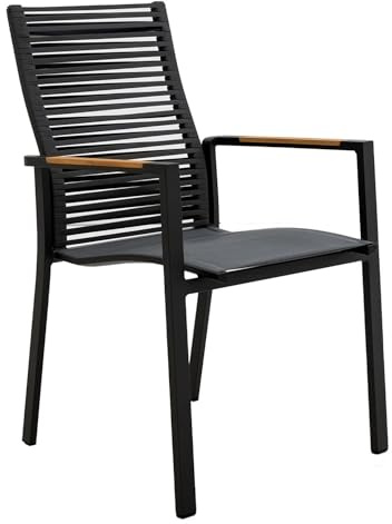 OUTLIV. Melbourne Stapelsessel, stapelbar, mit Rückenlehne, Anthrazit | Textilene und Aluminium; stapelbar und mit Rückenlehne; 93,5x56,5x72cm; Anthrazit; platzsparend, komfortabel