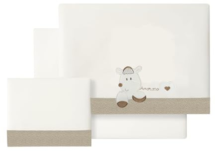 various Set Lenzuola Lettino Neonato 60x120 cm, 100% Cotone Extra Morbido, Include Lenzuolo con Angoli, Lenzuolo Sopra e Federa, Biancheria Letto Bambino Traspirante colore beige