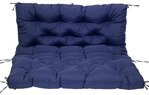Bankauflagen Mit Rückenlehne Wasserfest Hollywoodschaukel Auflagen, Auflagen Für Rattanmöbel Ersatzpolster, Mit Bändern Gesteppte Lounge Kissen Outdoor Palettenkissen(Size:120 cm,Color:Dunkelblau)